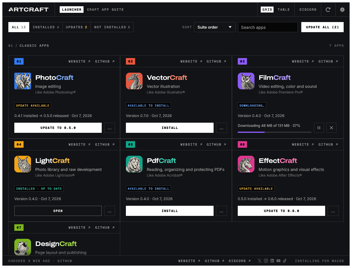 Guides › ArtCraft Launcher official interface