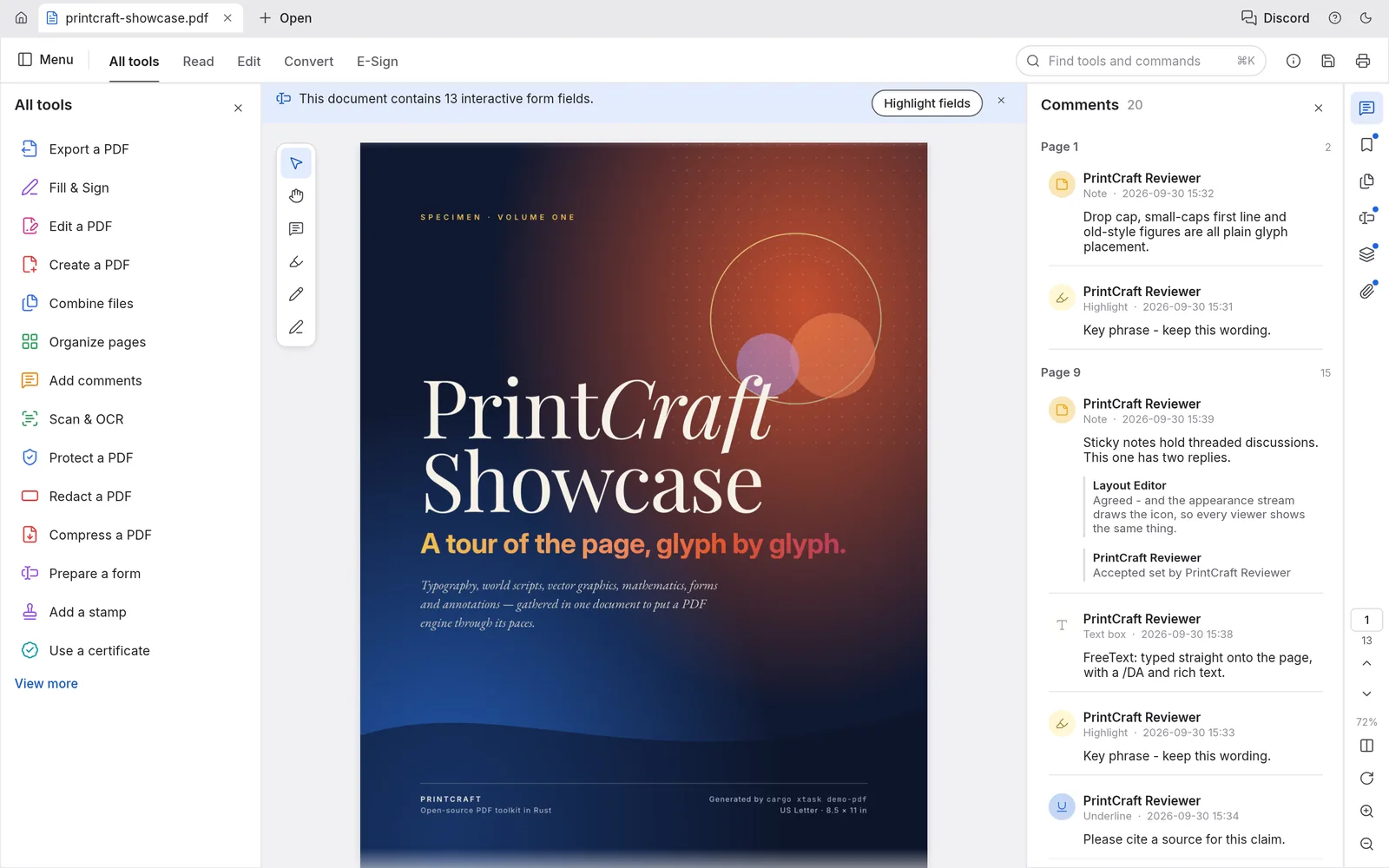 PdfCraft editor interface