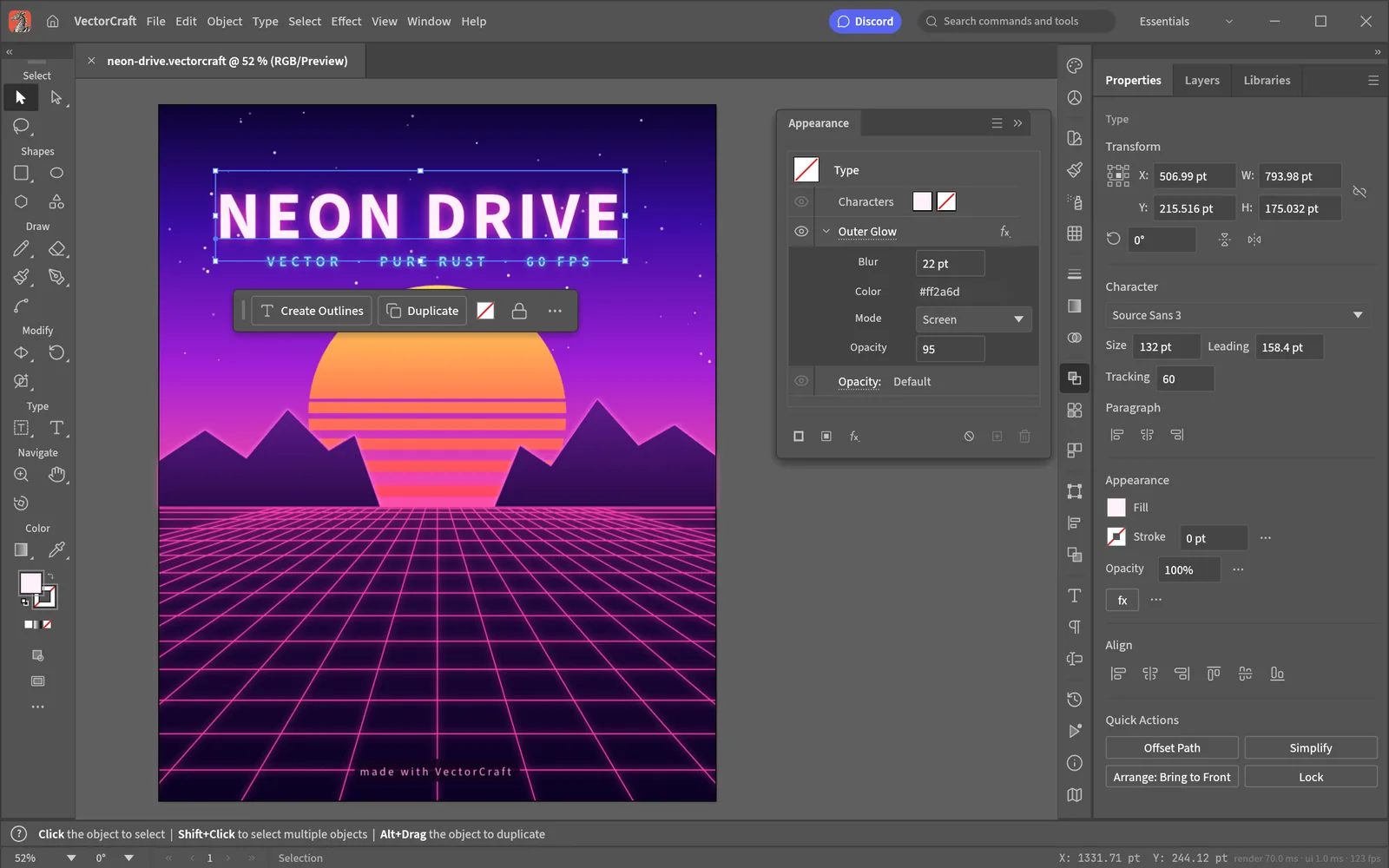 VectorCraft editor interface