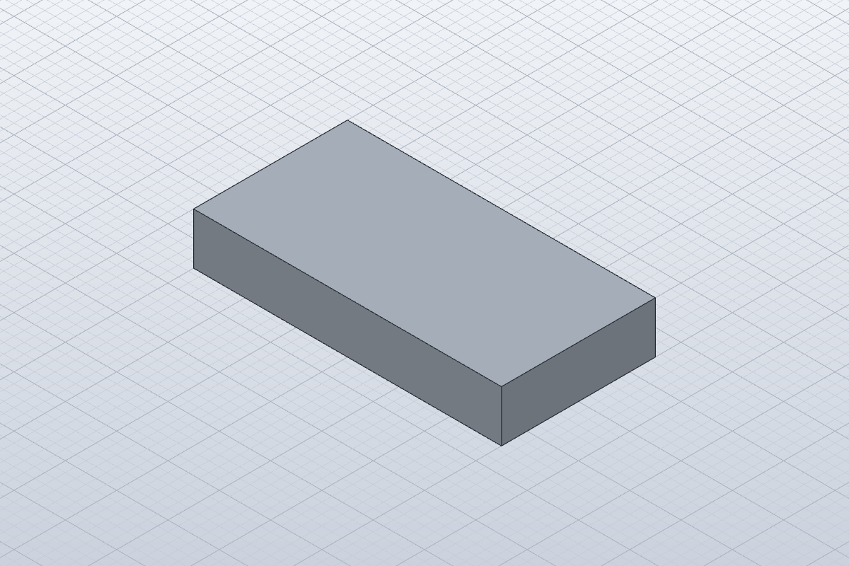 Actual SolidCraft render of the reopened 60 by 30 by 10 millimetre plate