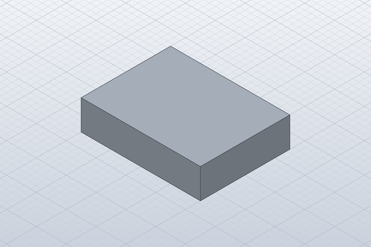 SolidCraft headless render of the initial 40 by 30 by 10 millimetre plate