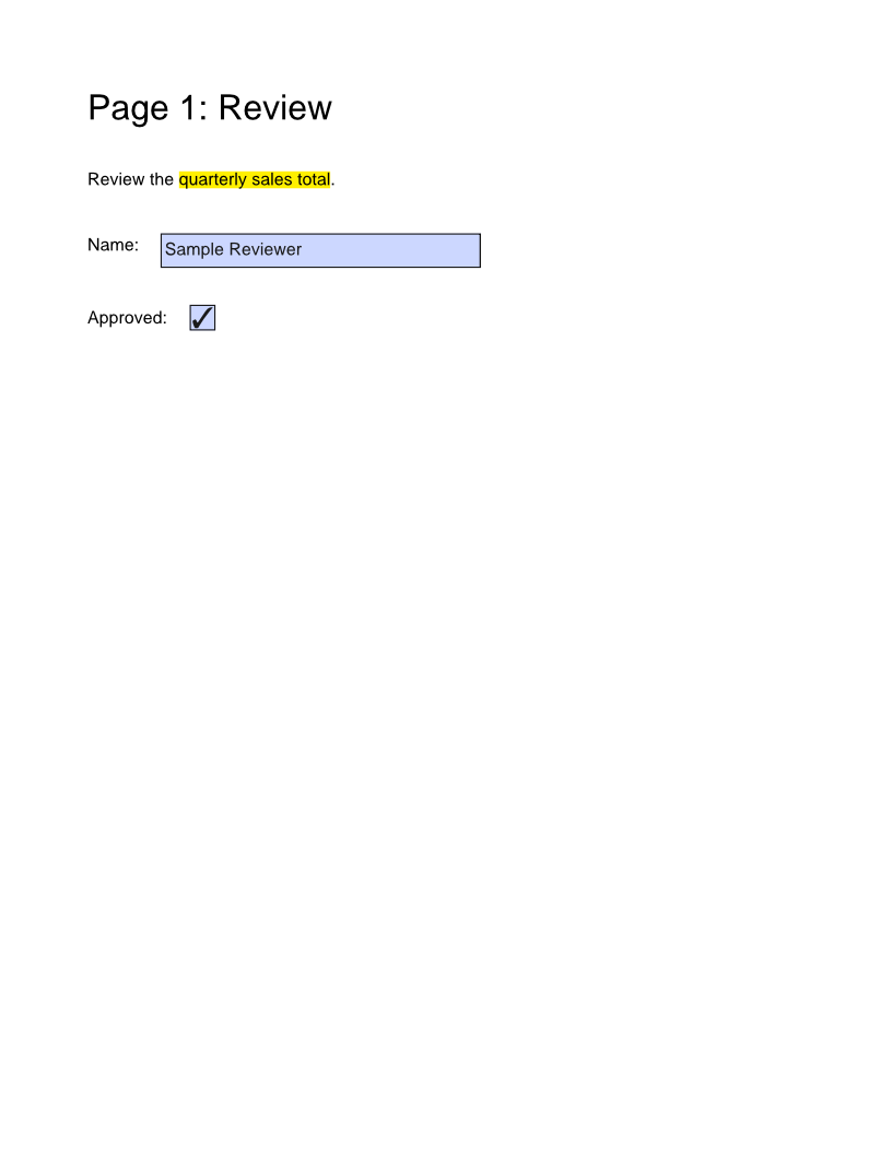 PdfCraft-rendered review page with highlight and completed fields